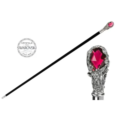 Zdjęcie Luksusowa czarna laska z rękojeścią wysadzaną kryształkami Swarovskiego - Pasotti