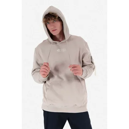 Zdjęcie Alpha Industries bluza bawełniana Organics EMB Hoody męska kolor szary z kapturem z aplikacją 118350.627-SZARY