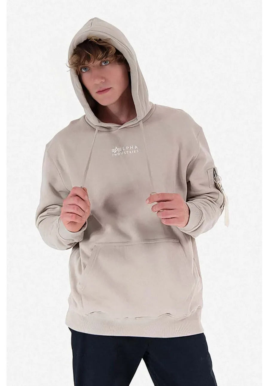 obrazek 1 Alpha Industries bluza bawełniana Organics EMB Hoody męska kolor szary z kapturem z aplikacją 118350.627-SZARY