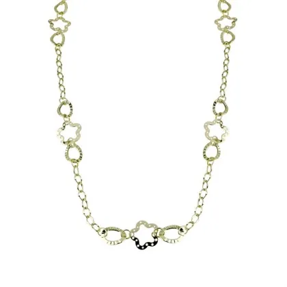 Zdjęcie Elegancki choker z łańcuszkiem z owalnymi i kwiatowymi ogniwami cm.45
