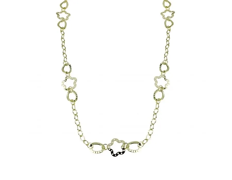 obrazek 1 Elegancki choker z łańcuszkiem z owalnymi i kwiatowymi ogniwami cm.45