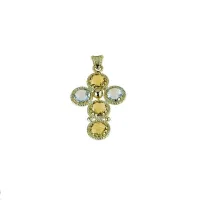 Picture A beautiful women's cross with a worked edge and colored stones