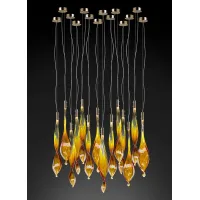 Zdjęcie Wykonywana na zlecenie lampa wisząca ze szkła Murano ze szkłem w kształcie liści – Il Paralume Marina
