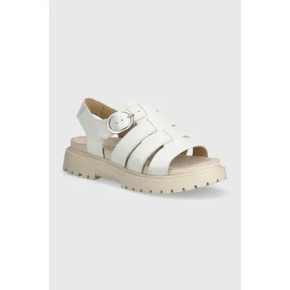 Zdjęcie Timberland sandały skórzane Clairemont Way damskie kolor biały na platformie TB0A62WREM21