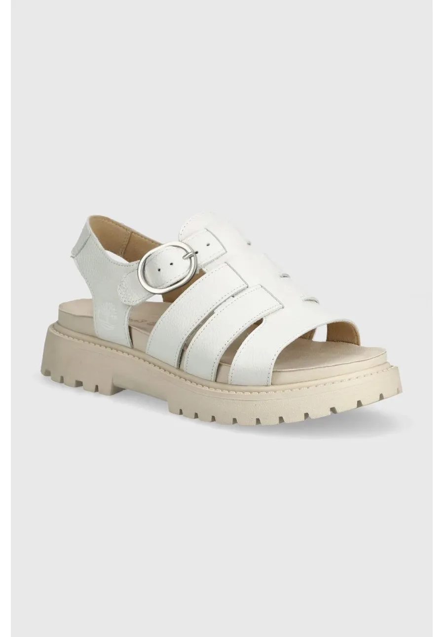 obrazek 1 Timberland sandały skórzane Clairemont Way damskie kolor biały na platformie TB0A62WREM21