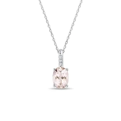 Zdjęcie Naszyjnik z białego złota z morganitem i diamentami KLENOTA