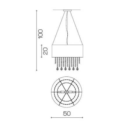 Zdjęcie Stylowy żyrandol z abażurem i kryształkami Asfour - Il Paralume Marina
