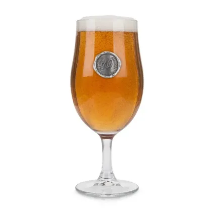 Zdjęcie Wyjątkowa szklanka do piwa z cynowym monogramem z liczbą urodzin – specjalny prezent na 70 urodziny