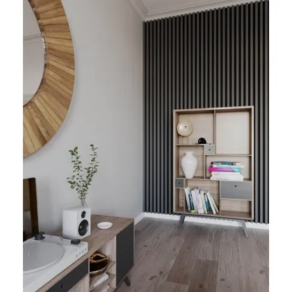 Zdjęcie 275x30x2,4 cm LD (6 lameli slim grafit) panel akustyczny na płycie MDF 6 mm - dekoracja ścienna 3D