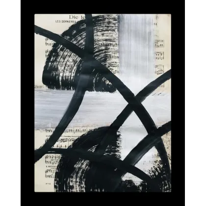 Zdjęcie Black no 21. Akryl na starych, archiwalnych nutach, 34 x 27 cm