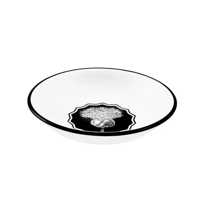 Zdjęcie Biało-czarna średnia płytka miska Herbariae z motywem inspirowanym ostem - Vista Alegre