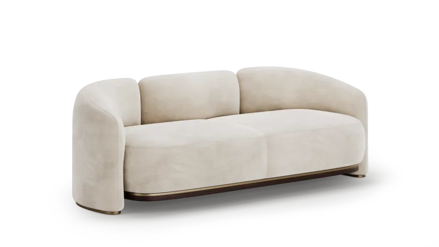 obrazek 5 Prestiżowa tapicerowana sofa z drewnianą konstrukcją i metalowymi detalami