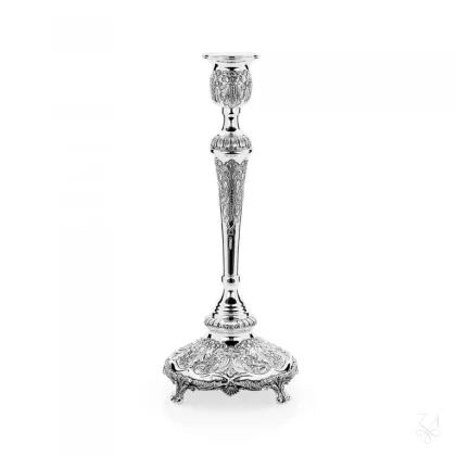 Zdjęcie Pięknie zdobiony srebrny świecznik Signature - Zaramella Argenti