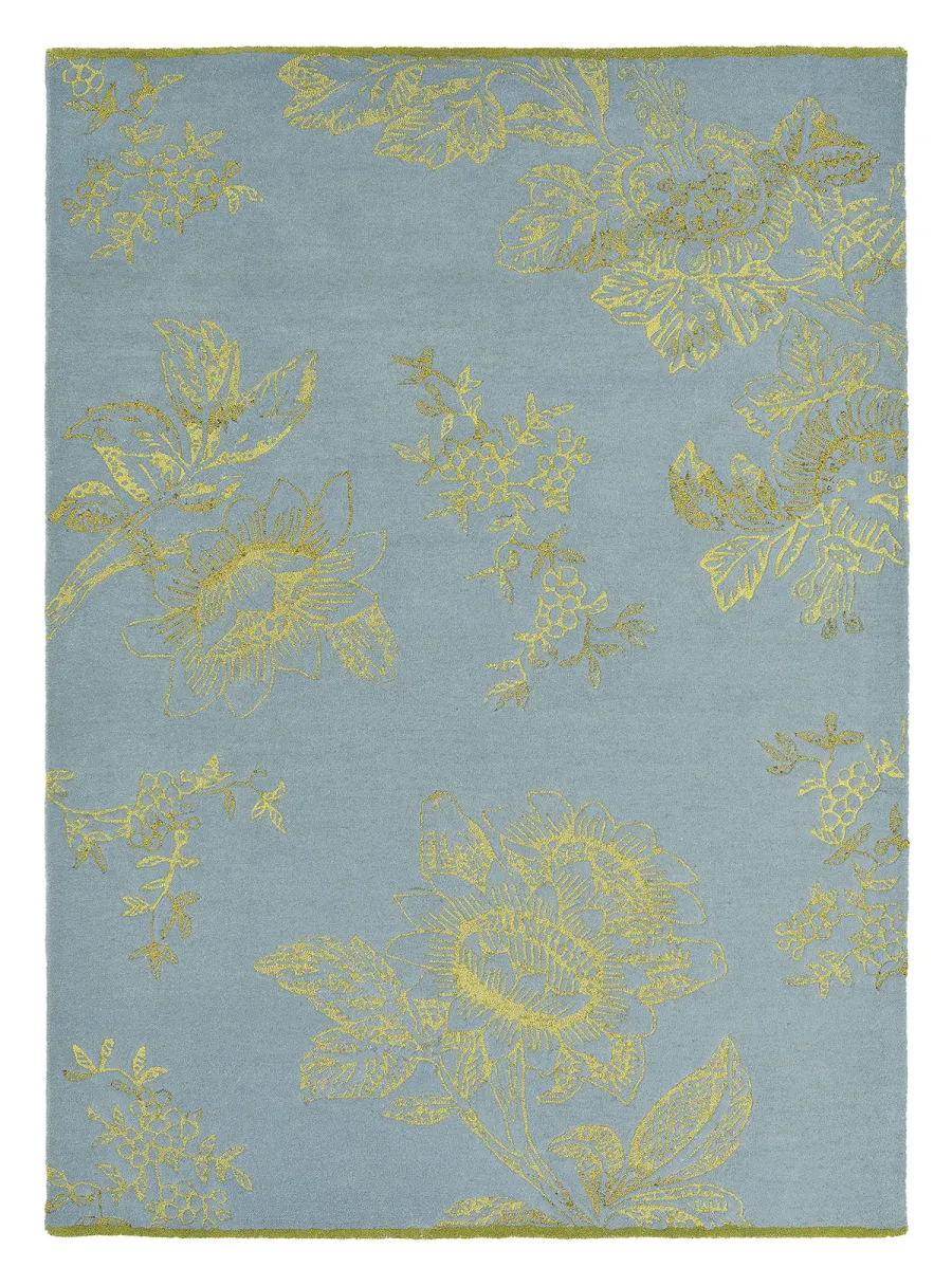 obrazek 1 Prestiżowy niebiesko złoty dywan w kwiaty - TONQUIN BLUE 37008