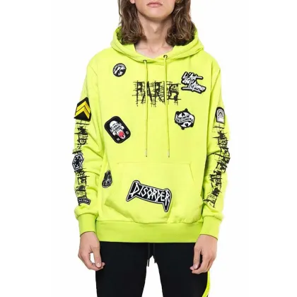 Zdjęcie The New Designers bluza bawełniana damska kolor żółty z kapturem z aplikacją MW508IND-neonyellow