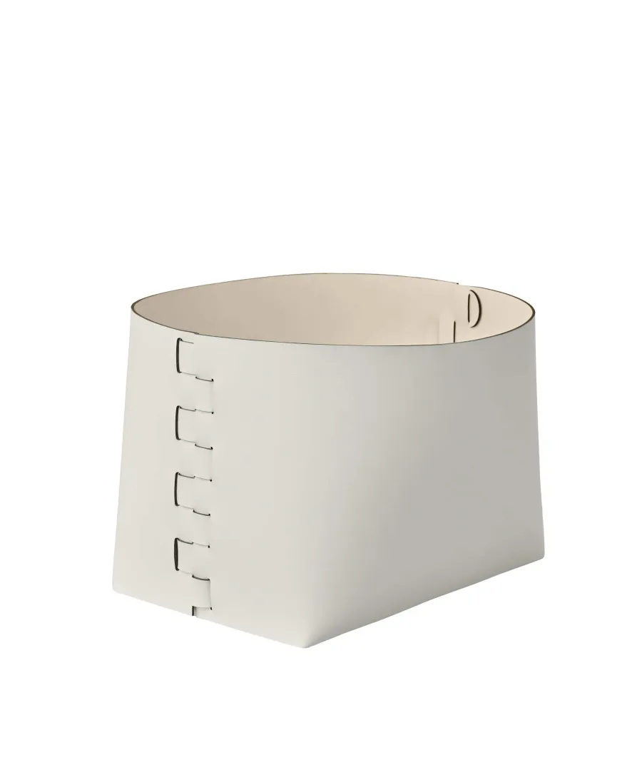 obrazek 1 Biały skórzany kosz Helena 35x30xH26 cm