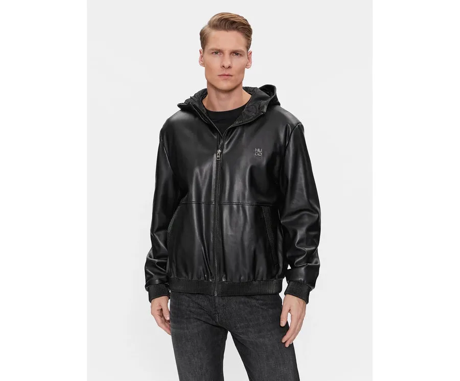 obrazek 1 Hugo Kurtka skórzana Bennu-L 50498321 Czarny Regular Fit HUGO