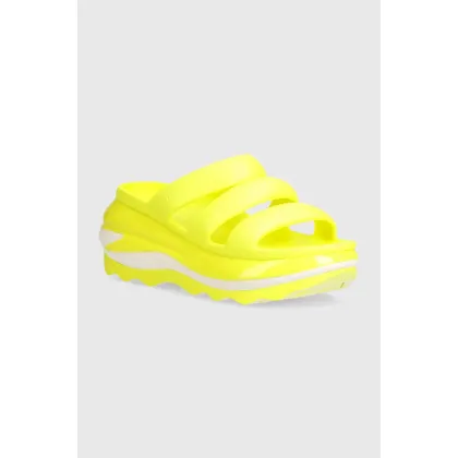 Zdjęcie Crocs klapki Mega Crush Triple Strap damskie kolor zielony na platformie 209842