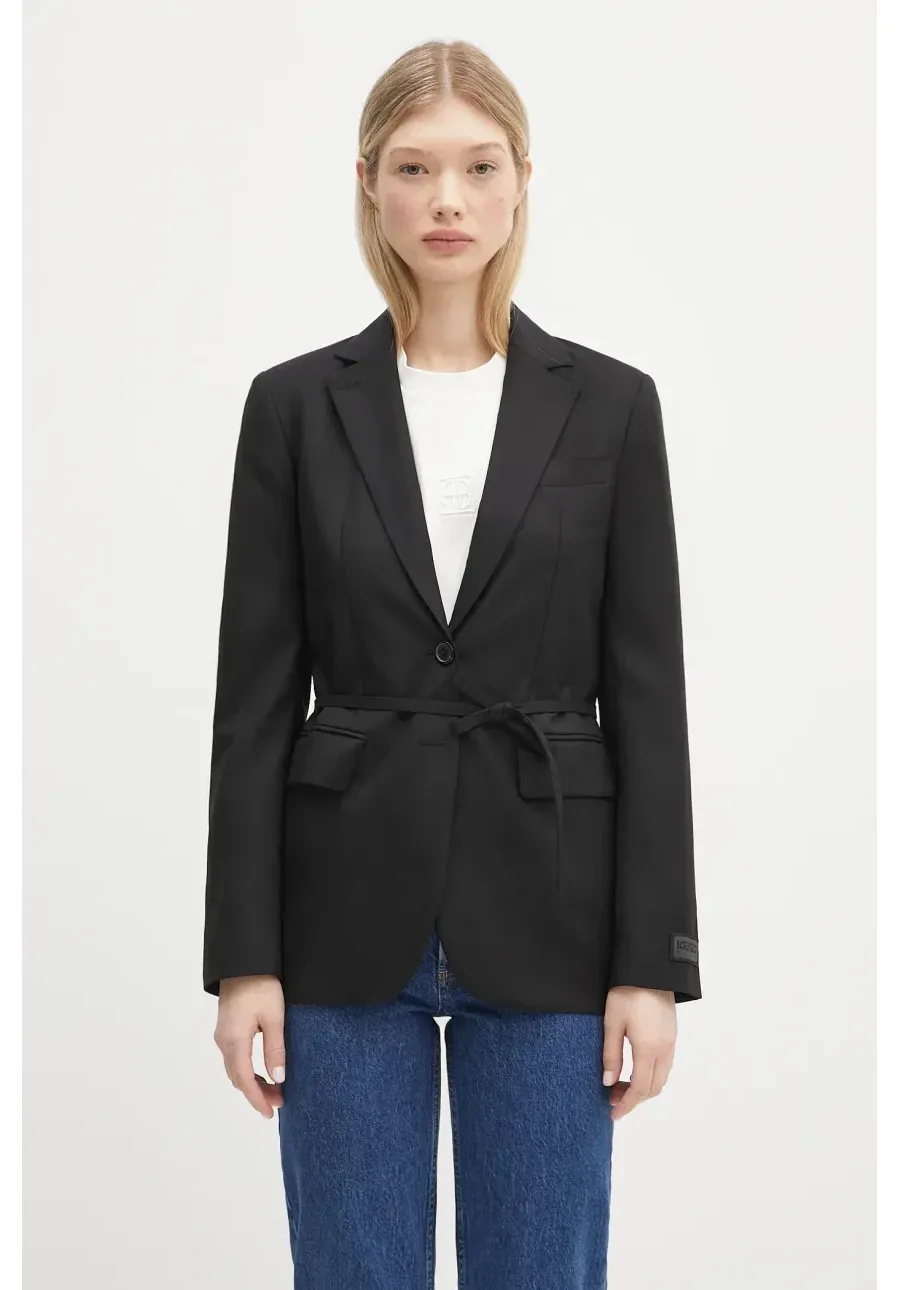 obrazek 1 Kenzo marynarka wełniana kolor czarny jednorzędowa FF52VE2619RA.99
