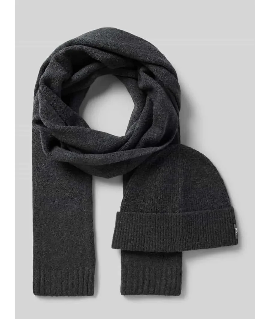 obrazek 1 Czapka beanie w zestawie z szalem z bawełną model ‘WINTER’