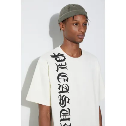 Zdjęcie PLEASURES t-shirt bawełniany kolor beżowy z nadrukiem