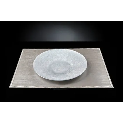 Zdjęcie Elegancki duży talerz ze szkła w srebrnym kolorze