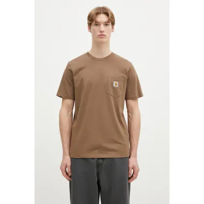 Zdjęcie Carhartt WIP t-shirt bawełniany Pocket męski kolor brązowy gładki I030434.2LTXX