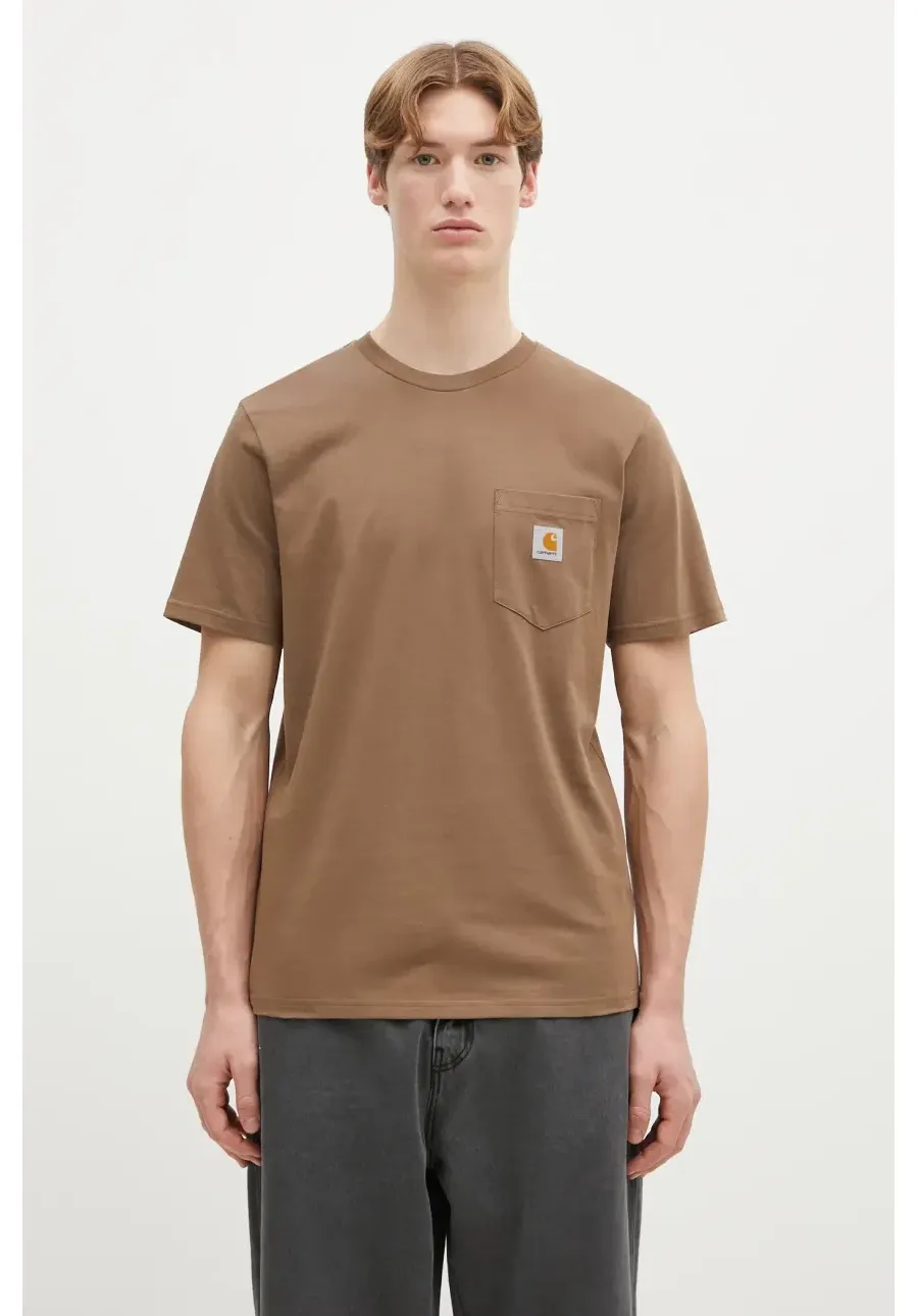 obrazek 1 Carhartt WIP t-shirt bawełniany Pocket męski kolor brązowy gładki I030434.2LTXX