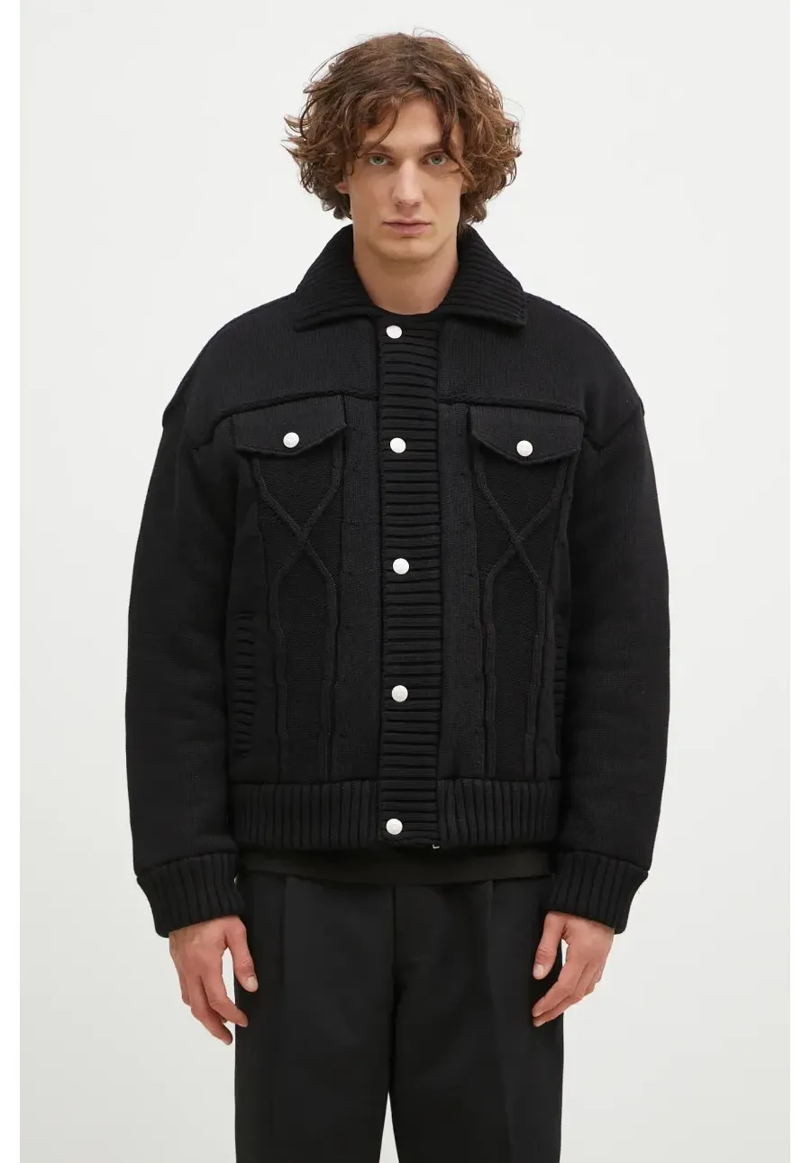 obrazek 1 Kenzo kurtka Knitted Down Jacket męska kolor czarny zimowa oversize FE65OU1419NC.99