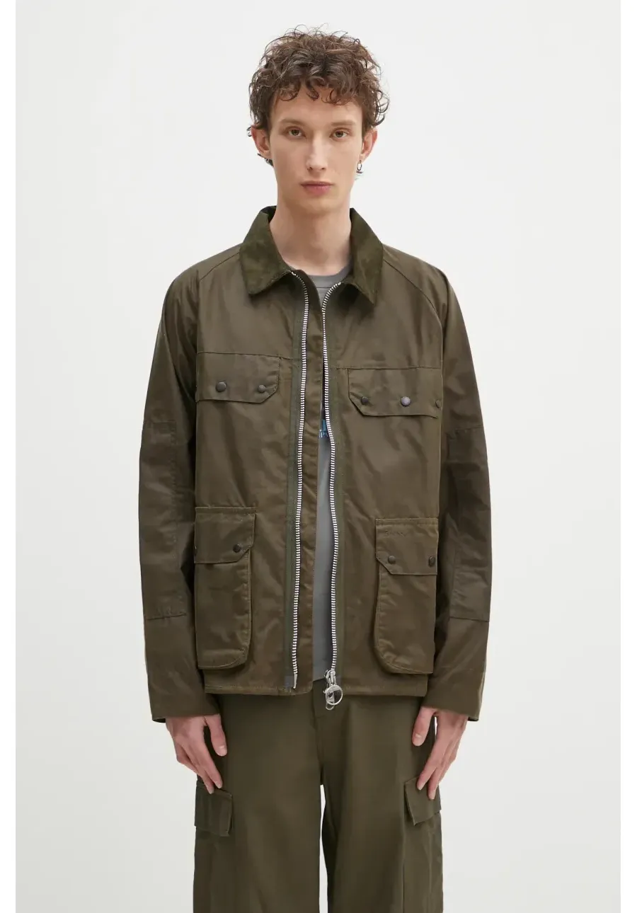 obrazek 1 Barbour kurtka Barbour Re-Engineered Short Bedale Wax Jacket kolor zielony przejściowa MWX2446