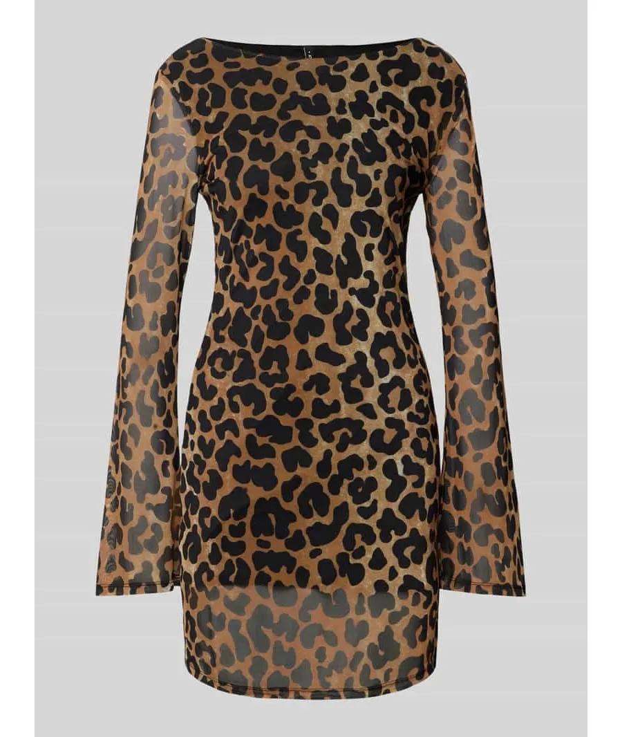 obrazek 1 Sukienka o lejącym kroju z siateczki z nadrukiem w panterkę model ‘PARIS’