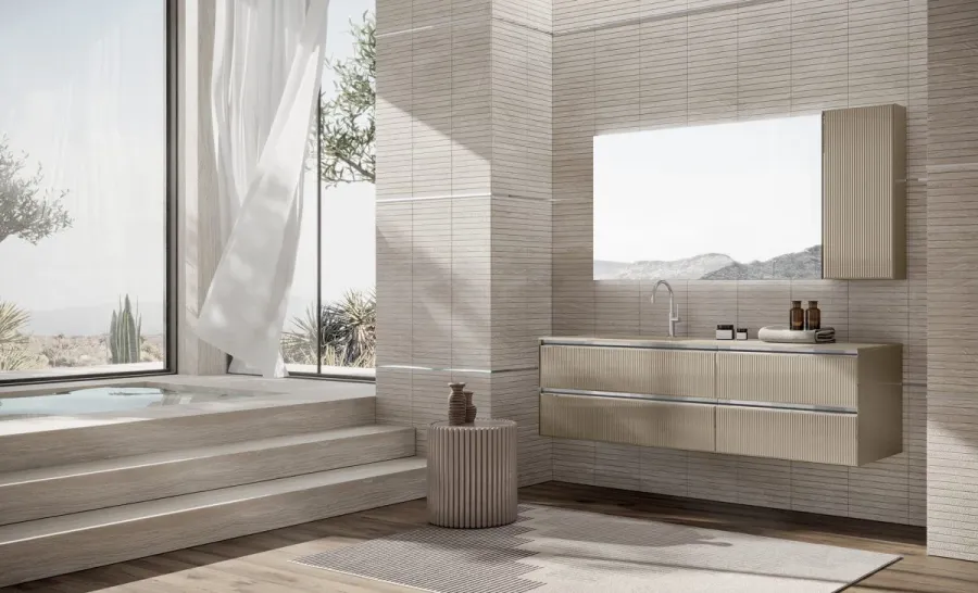 obrazek 2 Piękny zestaw mebli Eden Ribbed Glass do łazienki