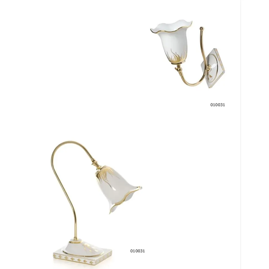 obrazek 2 Porcelanowa lampka na stół w wersji lustrzanego złota i platynowego srebra