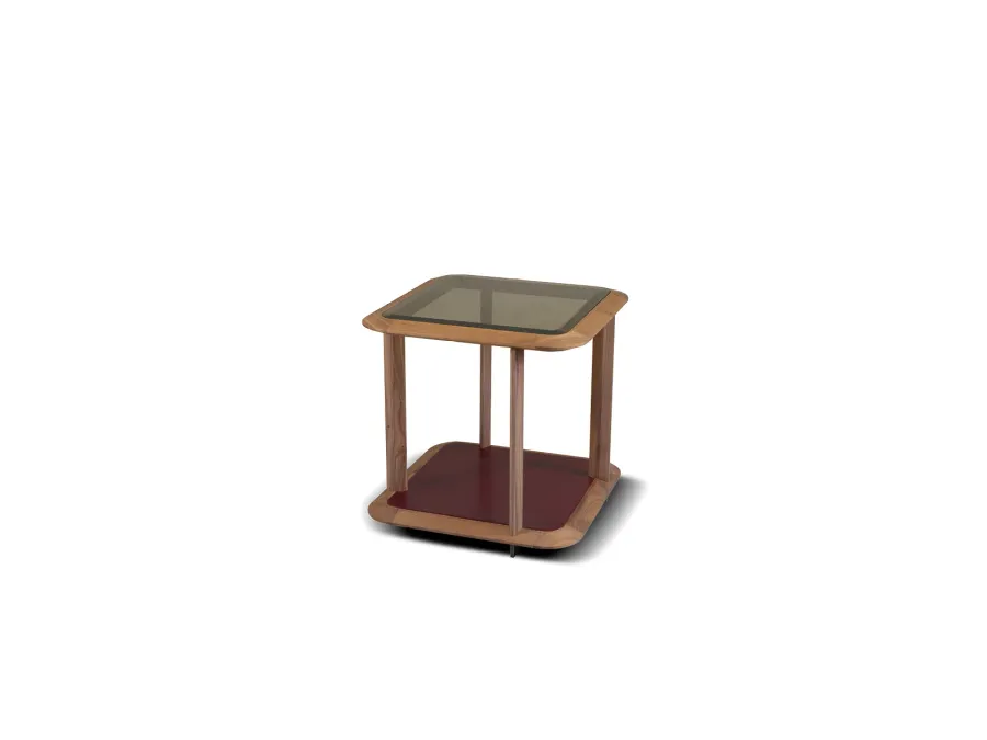 obrazek 1 Stolik kawowy z litego orzecha, blat ze szkła lub marmuru 60x60cm - Ulivi Salotti