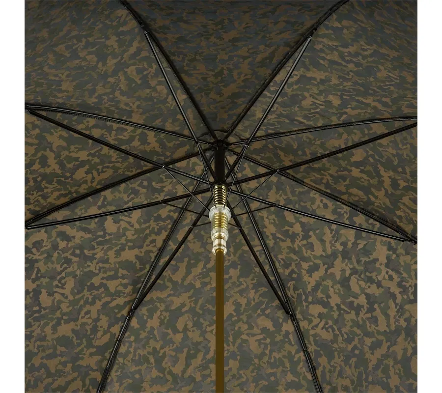 obrazek 5 Wyjątkowy parasol męski w brązowo zielonym wzorze kamuflażu ze skórzaną rączką – Pasotti