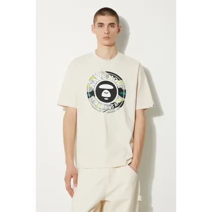 Zdjęcie AAPE t-shirt bawełniany Basic Tee męski kolor beżowy z nadrukiem AAPTEM1444XXM