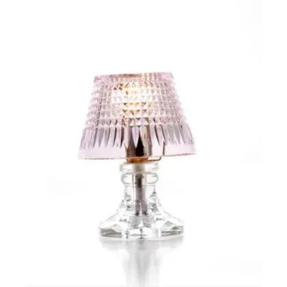 Zdjęcie Stylowa lampa stołowa z różowym kryształowym kloszem – Il Paralume Marina