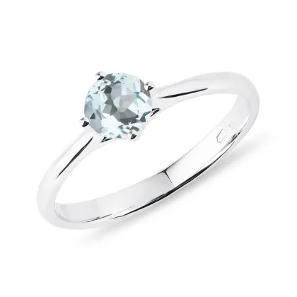 Zdjęcie Zaręczynowy pierścionek z białego złota z akwamarynem KLENOTA
