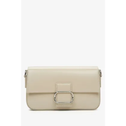 Zdjęcie Estro: Beżowa skórzana torebka damska na ramię ze srebrnymi okuciami