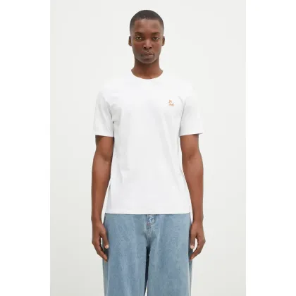 Zdjęcie Maison Kitsuné t-shirt bawełniany Chillax Fox Patch Regular Tee Shirt męski kolor biały z aplikacją LM00110KJ0008