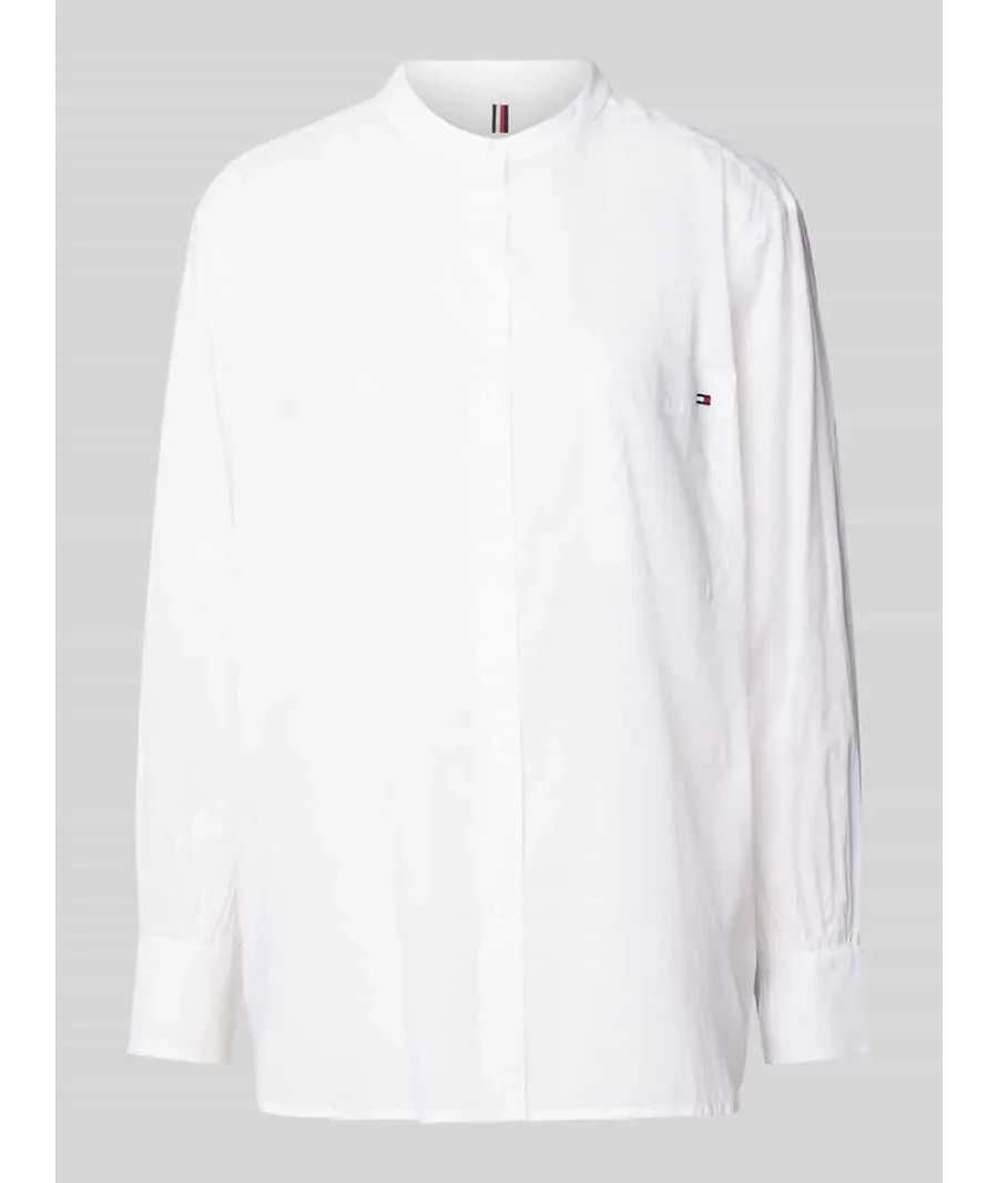 obrazek 1 Bluzka koszulowa o kroju easy fit z kieszenią na piersi model ‘COTTON VOILE’