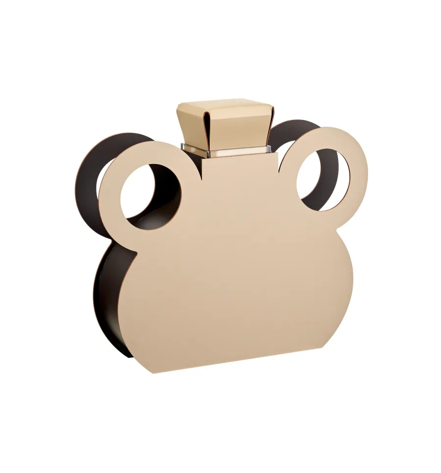 obrazek 3 Luksusowy skórzany wazon Otto 9x42xH38 cm w stylowym kolorze cappuccino