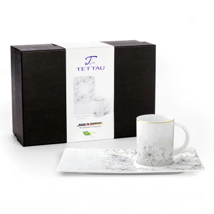 Zdjęcie Piękny zestaw - kubek z podstawką zdobiony niepowtarzalnym wzorem – Tettau
