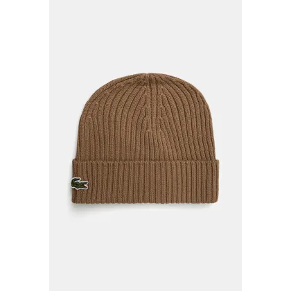 Zdjęcie Lacoste czapka wełniana kolor zielony z cienkiej dzianiny wełniana RB0001