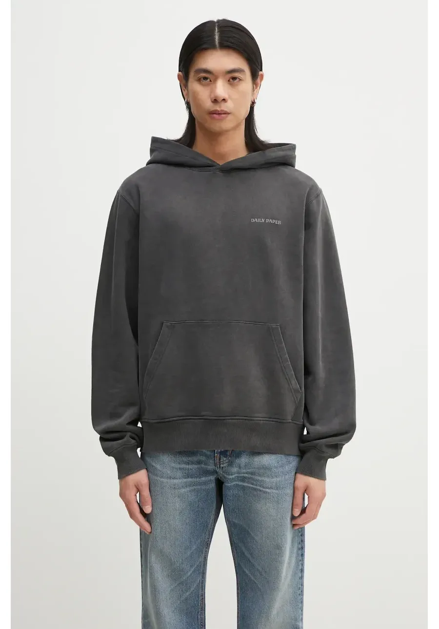 obrazek 1 Daily Paper bluza bawełniana Senses Hoodie męska kolor czarny z kapturem gładka 2511068