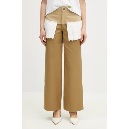 Zdjęcie Andersson Bell spodnie Lace Pleats Skirt Pants damskie kolor beżowy proste high waist apa798w