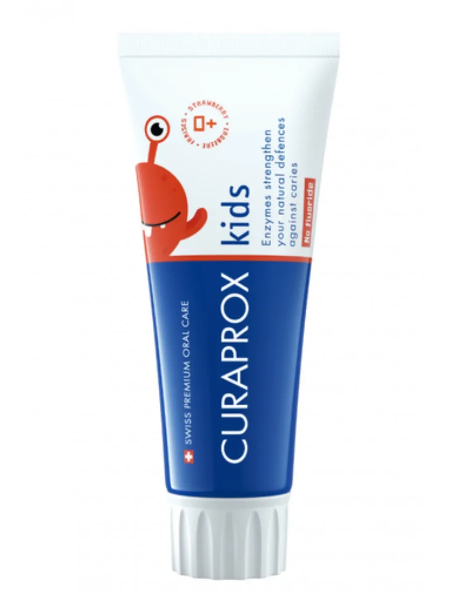 obrazek 1 Curaprox Kids Truskawkowa Bez Fluoru - pasta do zębów 60 ml 60 ml