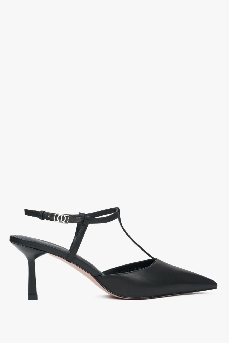 obrazek 1 Estro: Czarne czółenka damskie typu slingback na szpilce z czubkiem w szpic