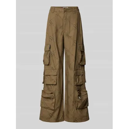 Zdjęcie Spodnie cargo z szeroką nogawką i wyhaftowanym logo