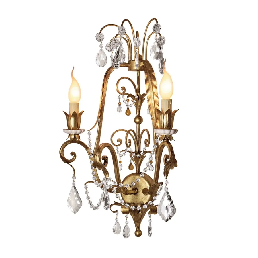 obrazek 1 Dwupunktowa lampa ścienna z elementami z przezroczystego kryształu H.60xL.36xP.24 cm